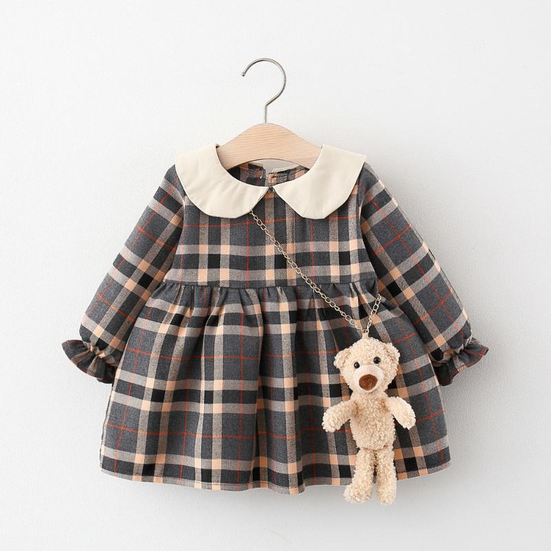

Girl's Dresses Born Baby Girl Dress Autumn Fashion Princess Plaid Long Sleeve For Girls 1st Birthday Clothing Toddler, Black