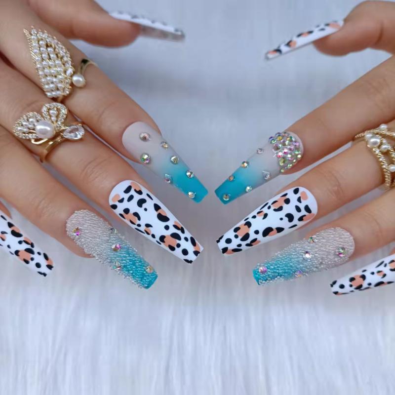 

False Nails 2022 Luxury Jewelry Extra Long Coffin Armor, Ballet Fake Nail Patch, Crystal Design, Red;gold