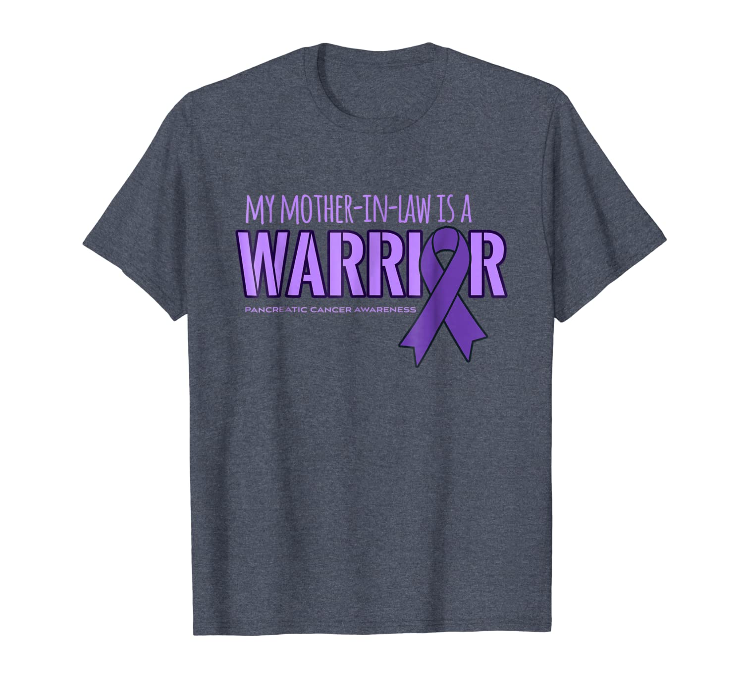 

my mother-in-law is a warrior pancreatic cancer shirt, White;black