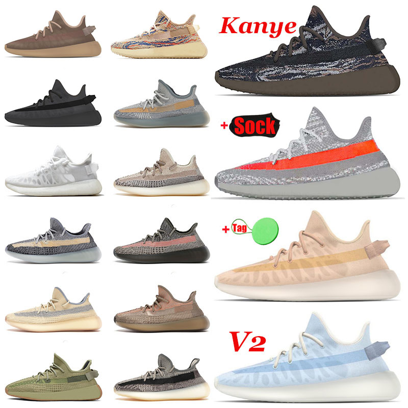 

Kanye West Running Shoes Men Women Sneakers Mono Ice MX Oat Rock Beluga Reflective Black White Ash Blue Israfil Pearl Zebra Cinder Trainers Size EUR 36-48, # 36-47