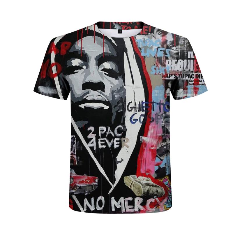 

Men's T-Shirts Arrival Tupac Printed T-shirt Men Summer Fashion Personality Creative Hip Hop Cool Streetwear Couple Hipster Tee Tops, Ch-tx01120