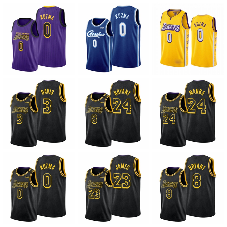 

Los Angeles Lakers Kobe Bryant LeBron James Anthony Davis Kyle Kuzma MEN City Jersey, Black