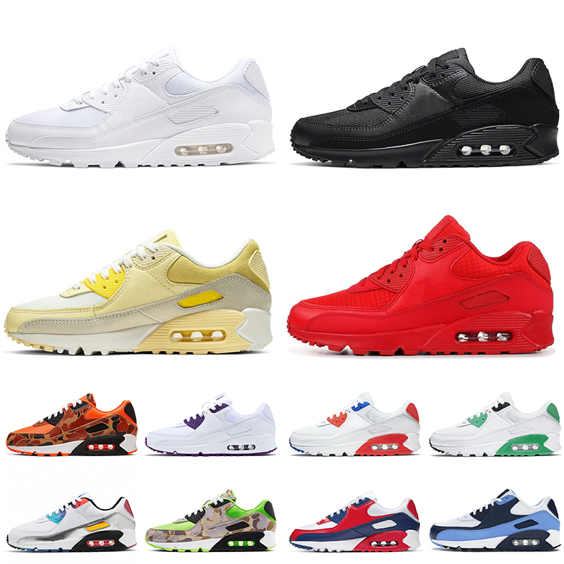 

2021 Top Quality 90 Running Shoes Fashion Mens Women Sneakers Trainers Mesh Triple White Tripl Recraft Lemone Black Essential Red Trail Team Gold