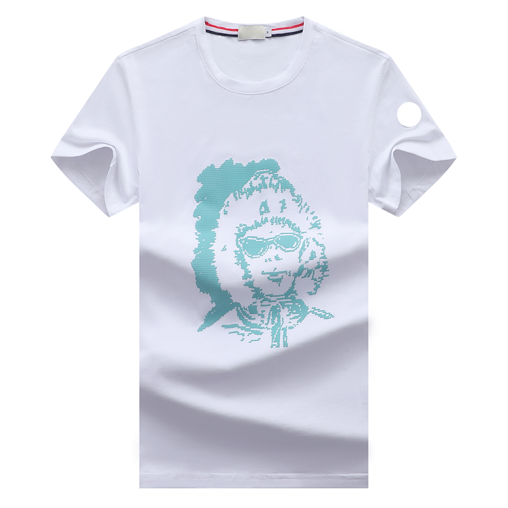 

Causal Mens T Shirts V-collar design Embroidered Letter Badge Womens Tees 3color, White