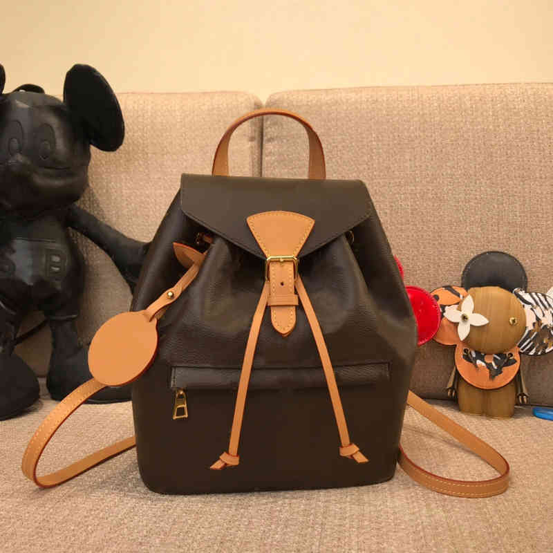 Top 5A quality luxurys designers bags backpack school backpacks famous Flowers Brown genuine leather handbags Shoulder wallet travel bag High capacity Unisex