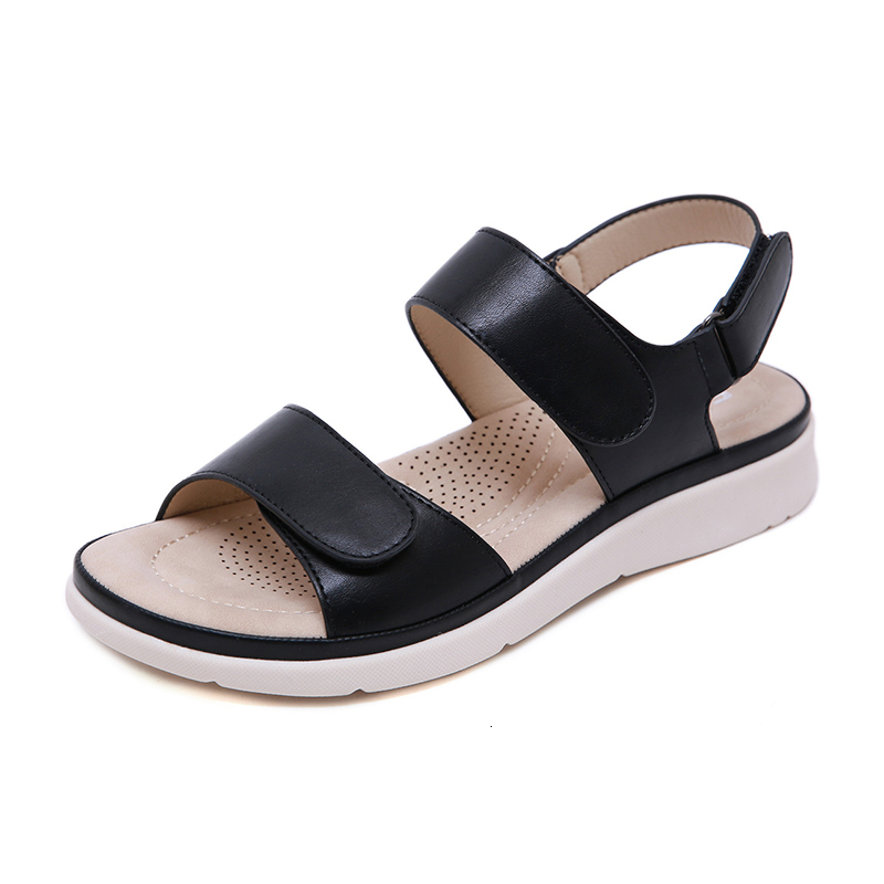

sandals flat shoes woman heel platform women beach summer heels hook loop designer gladiator female prlj, Black