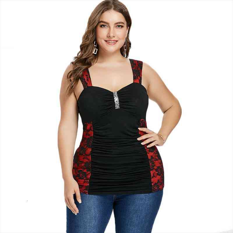 

plus size sequined slim womens cami heart neck camisole casual summer camis over blouse l 5xl, White