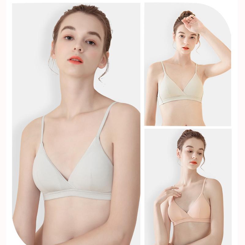 

Bras Cotton Underwear For Women Pure Triangle Cup Without Steel Ring Comfortable And Seamless Lady Brassiere Female Solid Bralette, Color2