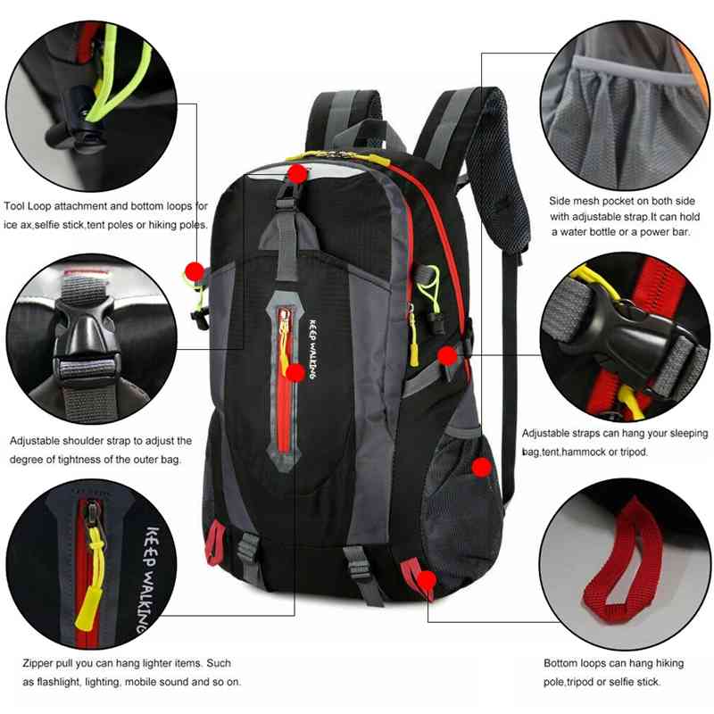 

1Adisputent Waterproof Climbing 40L Outdoor Sportbag Camping Hiking Backpacks Trekking Cups, Pink.