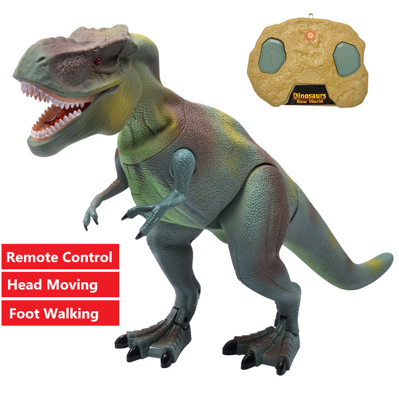 

High Simulation Dinosaur Toy Model Remote Control Dinosaur With sound effect Walking Head Move educational toy Kid gift toy play, Green