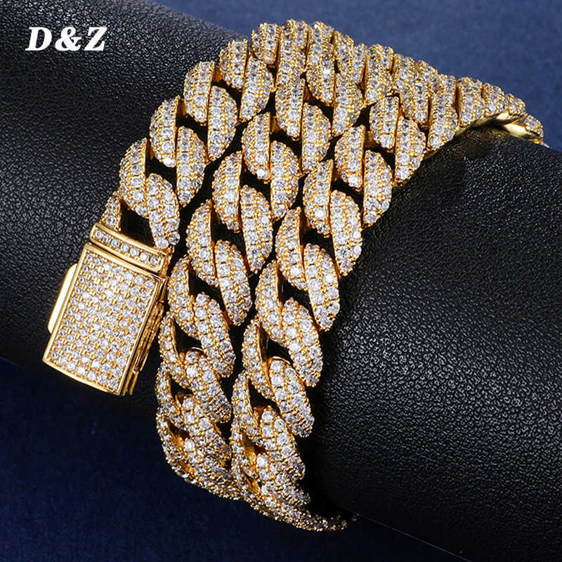 

10mm Box Clasp Cuban Link Iced Out Cubic Zirconia 4 Prong Necklace Men Fashion Jewelry CZ Stones Hip Hop Rapper
