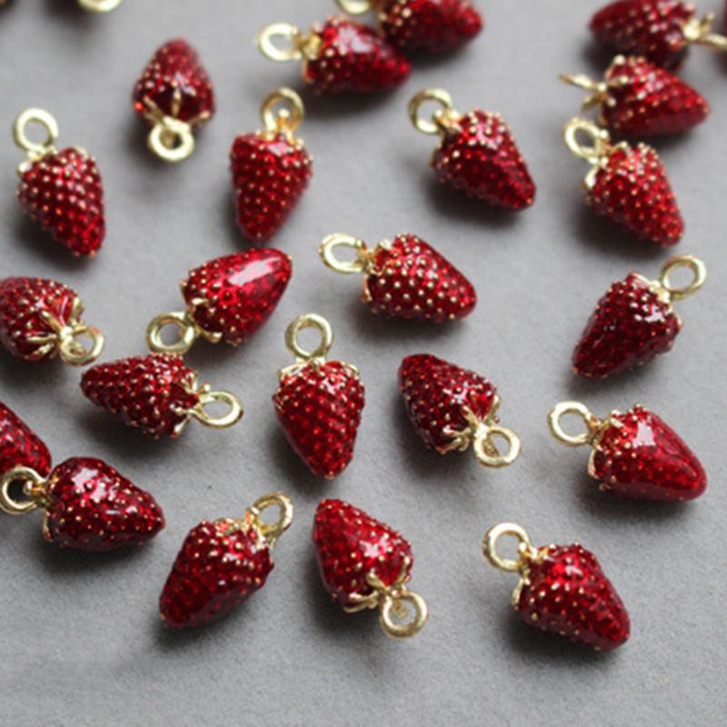 

Charms 10pcs/lot Jewelry Making Drip Alloy Charm Pendant Accessories Red Strawberry Enamel 10*16mm, Bronze;silver