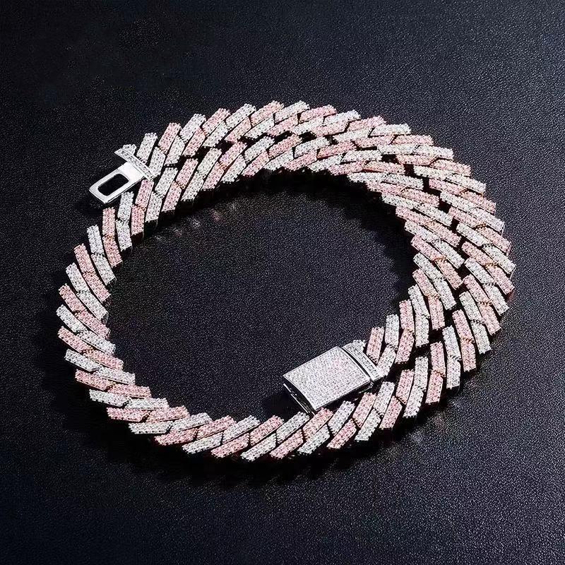 

chains 14mm iced out micro pave cubic zirconia cuban chain necklace with box clasp hip hop fashion jewelry gift men women, Silver