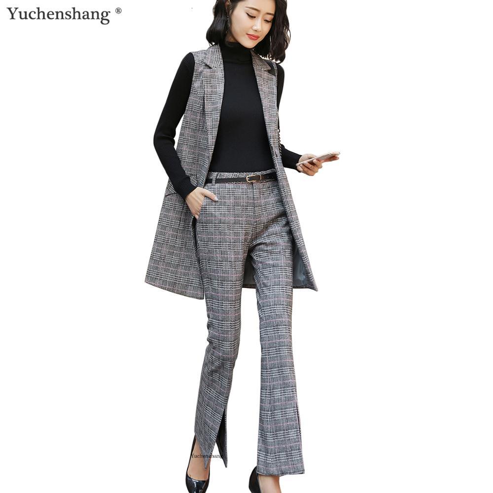 

Women's Suits & Blazers New office lady women work vest pant suit of high quality OL gray sleeveless with trouser two pieces set UWTD, Gray pant suits