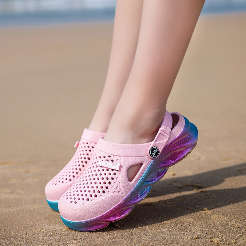 

Newest Mens Womens Trainer Sport Size 44 Cross-border Summer Slippers Thick-soled Beach Shoes Couple Hole Shoe Outdoors Baotou Sandals Code:25LL-7790, 52659