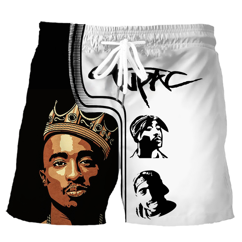 

CLOOCL Hip Hop Singer 2pac 3D Printed Sports Shorts Mens Beach Pants Teens Boys Retro Casual Style Outfits Five Trousers, #4