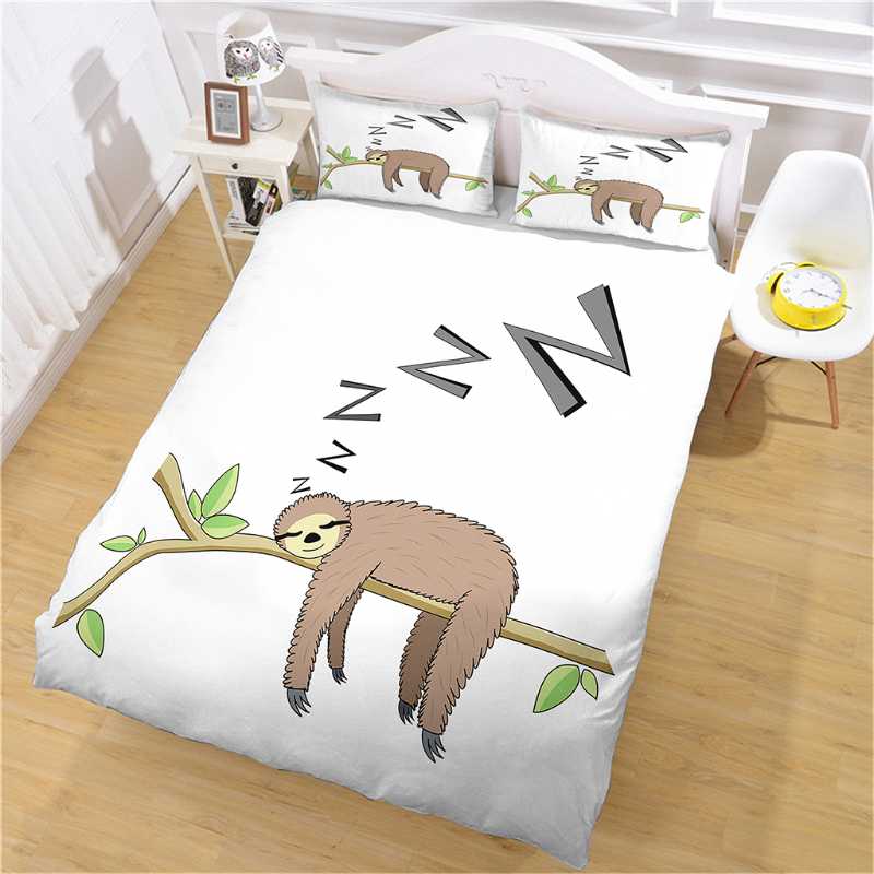 

Bedding Sets Cute Sloth Printing Sets,Cartoons Duvet Cover Set&Pillowcase,Brushed Microfiber Bedclothes,Home Bedroom Decor Bed Set