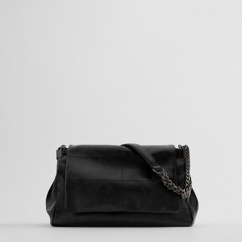 

New 2021 Trend Digner Black Chain Shoulder Bags For Women Rock Style Retro Msenger Bags Female Luxury Za Handbag And Purse