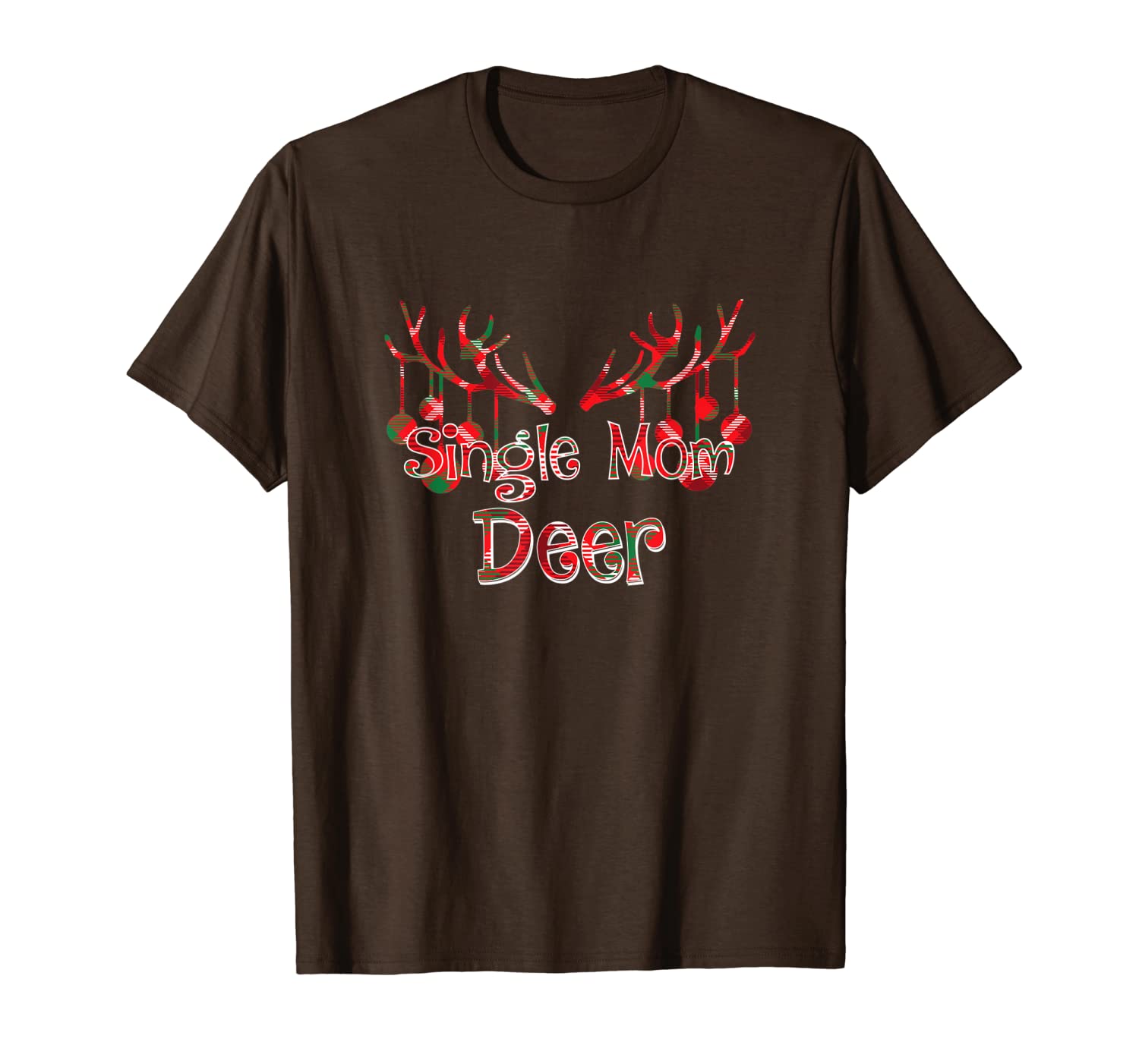 

red plaid single mom reindeer deer buffalo xmas pajama t-shirt, White;black