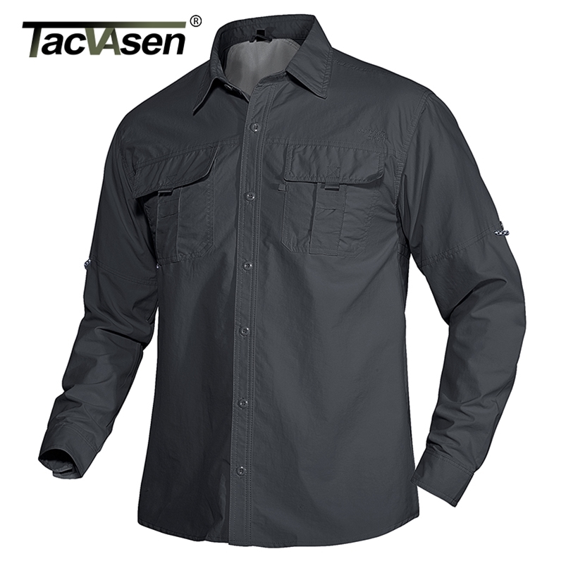 

TACVASEN Summer Quick Dry Work Shirts Men Lightweight Military Tactical Roll Up Multi-Pockets Combat Performance 210721, Khaki