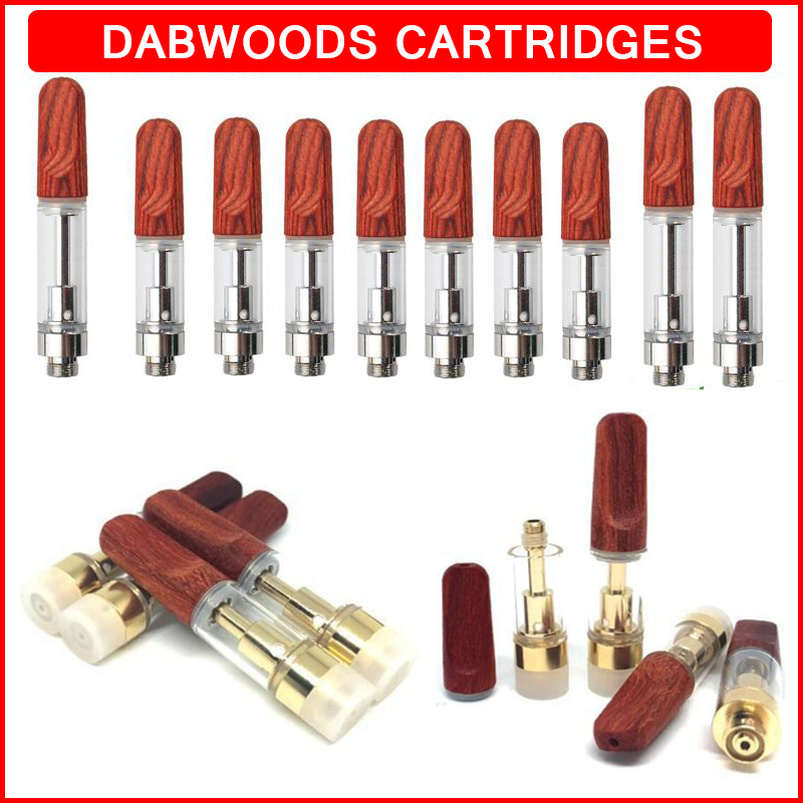 

Exotics DABWOODS Vape Cartridges Packaging 0.5ml 0.8ml 1ml Atomizers TH205 Ceramic Empty Vapes Pen Carts Wood Wooden Tip 510 Thread Thick Oil Wax Vaporizer