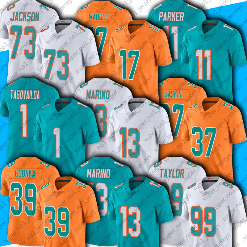 

25 Xavien Howard 88 Mike Gesicki Jersey Tua Tagovailoa Jaylen Waddle Myles Gaskin Jerseys Dan Marino Larry Csonka Jason Taylor MiamiDolphinsFootball Parker, Man custom jersey (ht)