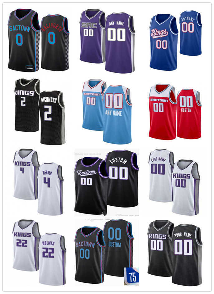 

75th Mens Womens Youth SacramentoKings23 King Alex 25 Len Terence 3 Davis Tyrese 0 Haliburton Custom Basketball Jersey, Black;red