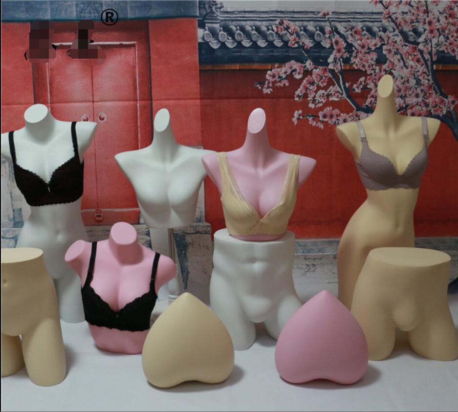 Underwear model props Commercial Furniture men's and women's half body dumb white bra underwears plastic dummy mannequin display frame-image-706647965