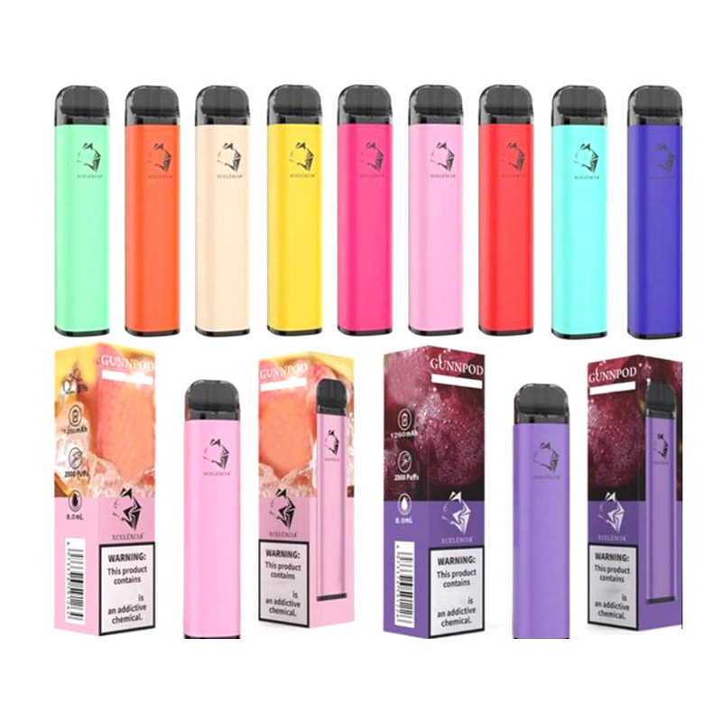 

Gunnpod 2000 Puffs Disposable Vape Pen E Cigarette Deivce With 1250mAh Battery 8ml Prefilled Pod Gunpod Vaporizer Pens Starter Kit VS Bang XXL