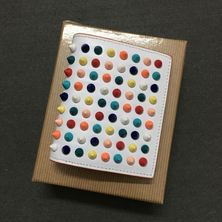 

Women Men Wallets Panelled Spiked Clutch Bags Patent Leather Rivets bag Clutches Purses Spikes Short Wallet