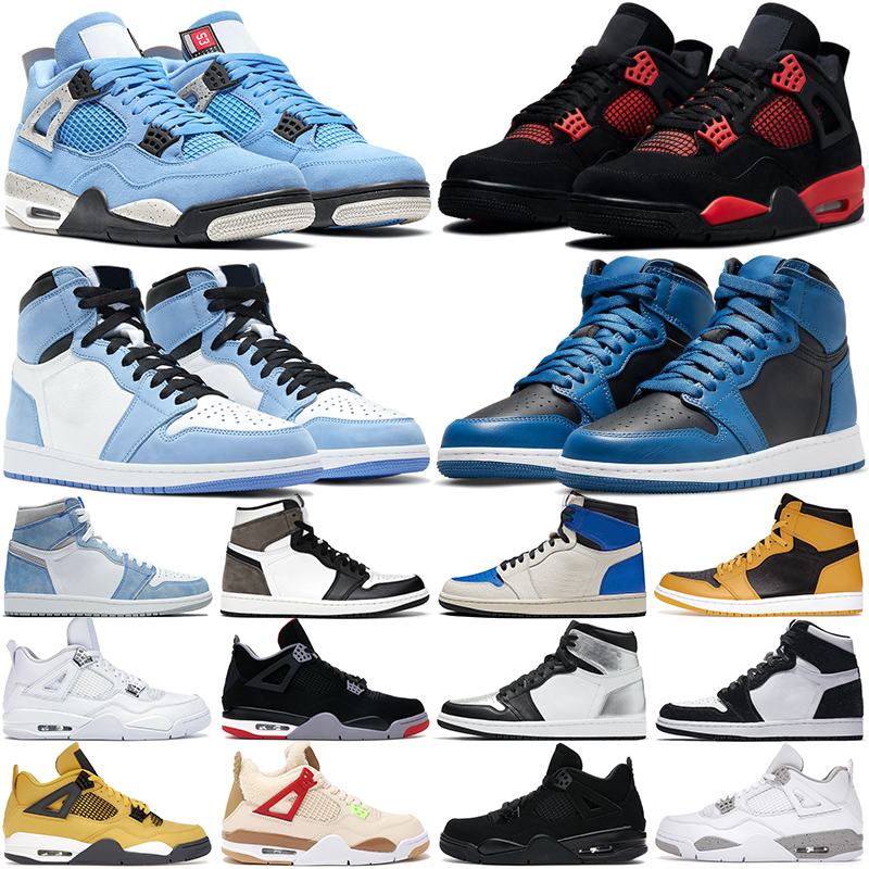 

Jumpman 1s men basketball shoes 4s Black Cat Red Thunder 4 University Blue 1 Dark Mocha Marina Blue Bred Patent Twist outdoor sports trainers sneakers, 4s 36-47 hot lava