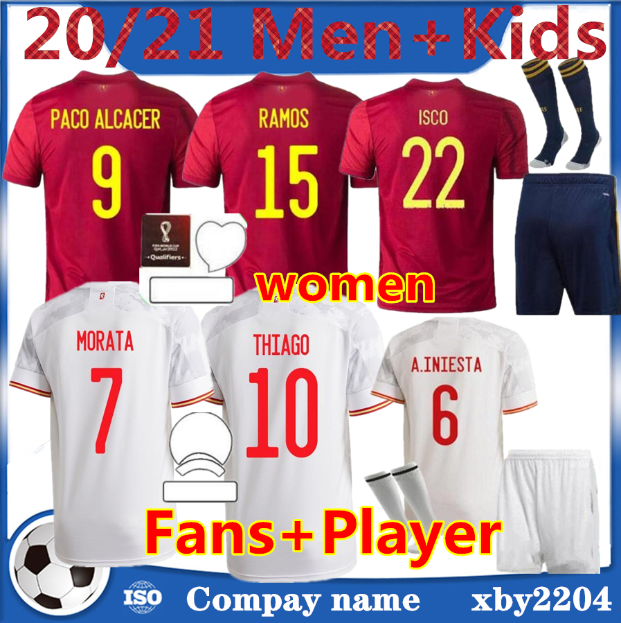 

2021 Spain soccer jersey Camiseta España MORATA RODRIGO TORRES PEDRI 20 21 European Cup RAMOS THIAGO INIESTA ALBA football shirts men+kids kit fans Player version, Black