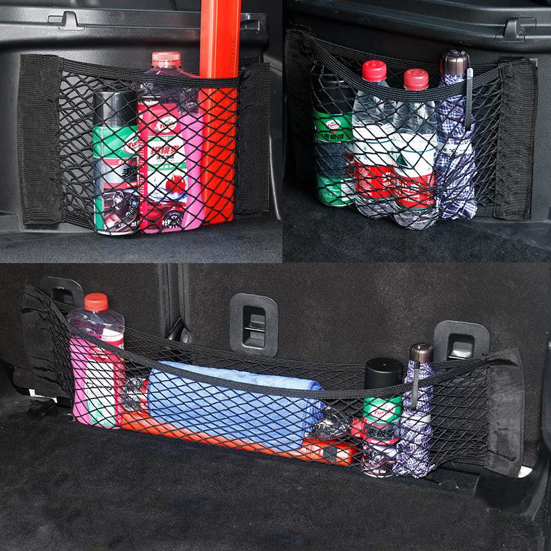 

Storage Bags Auto Organizer Seat Back Bag Car Rear Trunk Elastic String Net Sticker Mesh Accessories