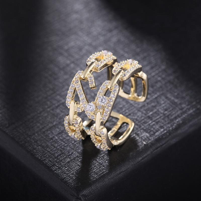 

Cluster Rings Multi-layer Open Cross For Women Inlaid Zircon Light Gold Color Finger Ring Wholesale Accessories Jewelry KAR039, Golden;silver