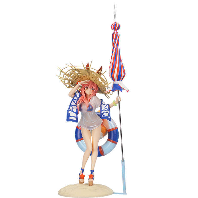 

Fate/Grand Order FGO Parasol swimwear Tamamo no Mae 26cm sexy girl figure PVC action figure Adult Collection Model Toy Doll Gift Q0722, No retail box