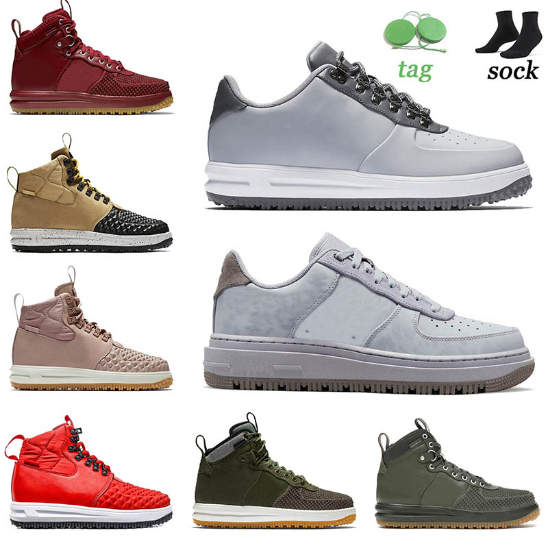 

High Quality Lunar 1 Duckboot Running Shoes Army Olive Black Gum Pecan Obsidian Pink Multi-Color Triple Black Low Wolf Grey Womens Sneakers Mens Trainers, Orange 40-47