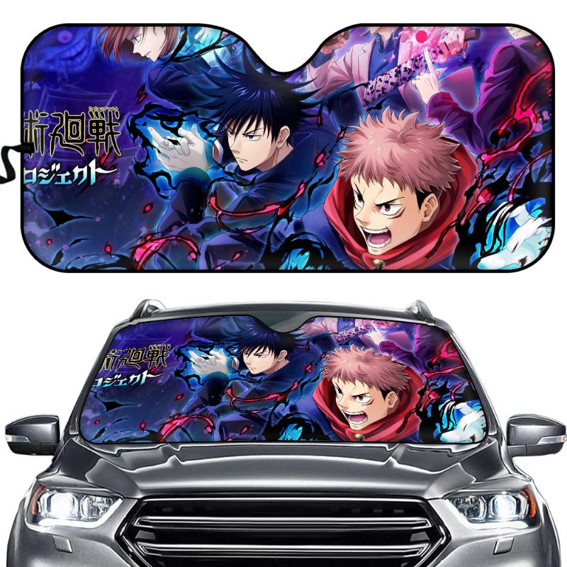 

Car Sunshade Sun Protection Sunshades Auto Accessories Anime Jujutsu Kaisen Design Fashion Front Shade Summer Foldable Universal