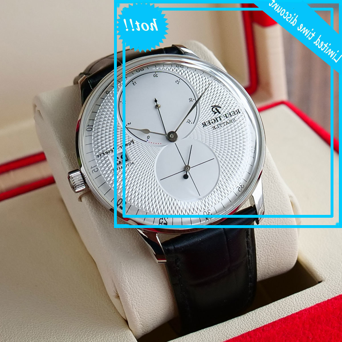 

Reef Tiger/Rt Designer For Men Luxury Automatic Steel Brown Leather Tape Clocks Relogio Masculino RGA82B0