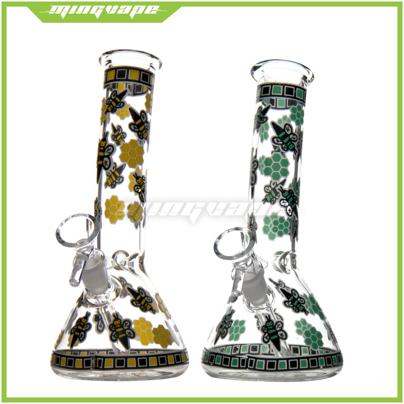 

10.2" recycler glass dab rig bee hookah smoking beaker bong Colorful bubbler good function water bongs