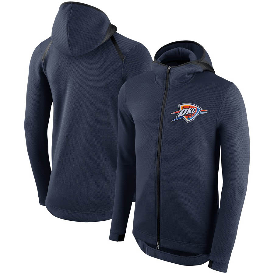 

Oklahoma City Thunder Men Training Sweatshirt Showtime Therma Flex Performance Full-Zip Hoodie, Black