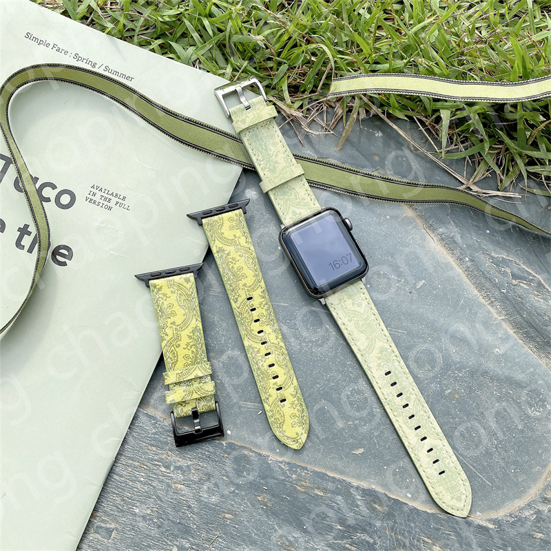 

Watch Straps 38mm 41mm For IPhone Apple Watch 7 Series Guard Bands 42mm 40mm 44mm Iwatch 6 3 4 5 wrist strap band for Women replacement Leather Green with black connector