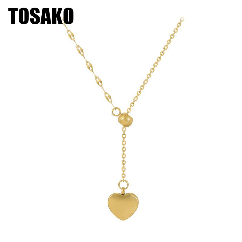 

Stainless Steel Pendant Necklace Heart Sweater Chain Titanium 2021 Trend Jewelry Chokers, Golden;silver