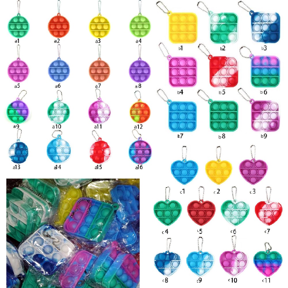 

Fidget Simple Tiktok Decompression Toy Keychain Push Bubble Pop Toys key chain Anti Stress Decompression Bubble Board Key Ring Finger Toy sale H38NTD8, As the picture show