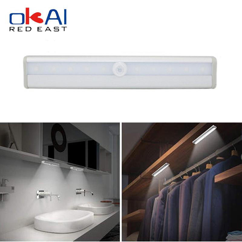 

6/10 LED Infrared Motion Sensor Light Cabinet Wardrobe Bedside Lamp Stair Closet Staircase Kitchen Night Bedroom