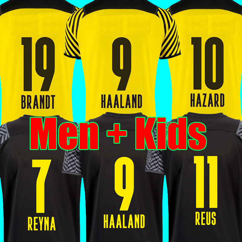 

HAALAND soccer jerseys 21 22 Dortmund 2021 2022 soccer football shirt REUS NEONGELB BELLINGHAM HUMMELS BRANDT YEYNA men + kids kit maillot de foot, Away kids