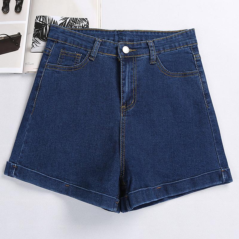 

Female Plus Size -5XL Short Jeans Summer High Waist Denim Shorts Women Loose Ladies Fashion Roll Up Hem Pocket Women, Black