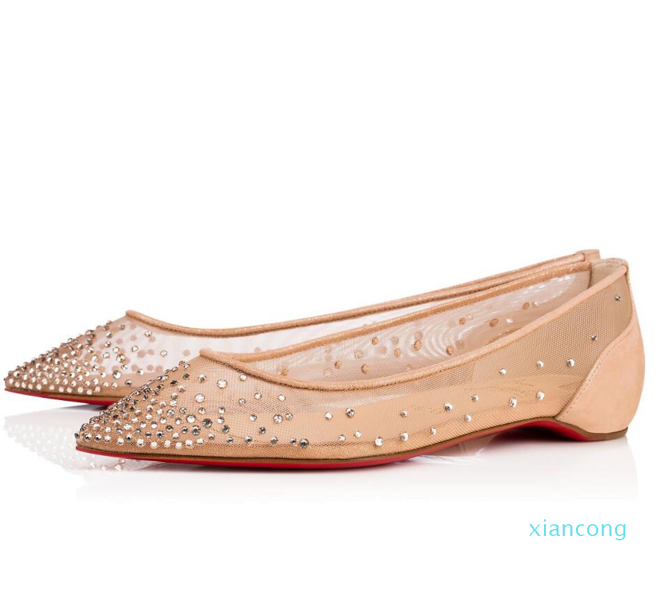 

Designer- Women Red Bottom Ballerinas Flats Sexy Lady Pointed Toe Ballets Comfort Party Wedding Walking