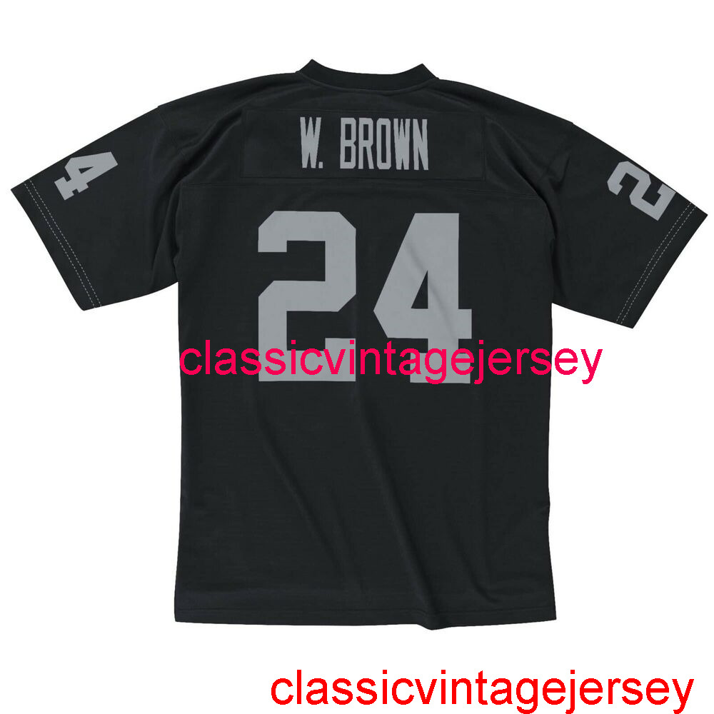 

Stitched Men Women Youth Willie Brown #24 Mitchell & Ness Black 1976 Jersey Embroidery Custom Any Name Number -5XL 6XL