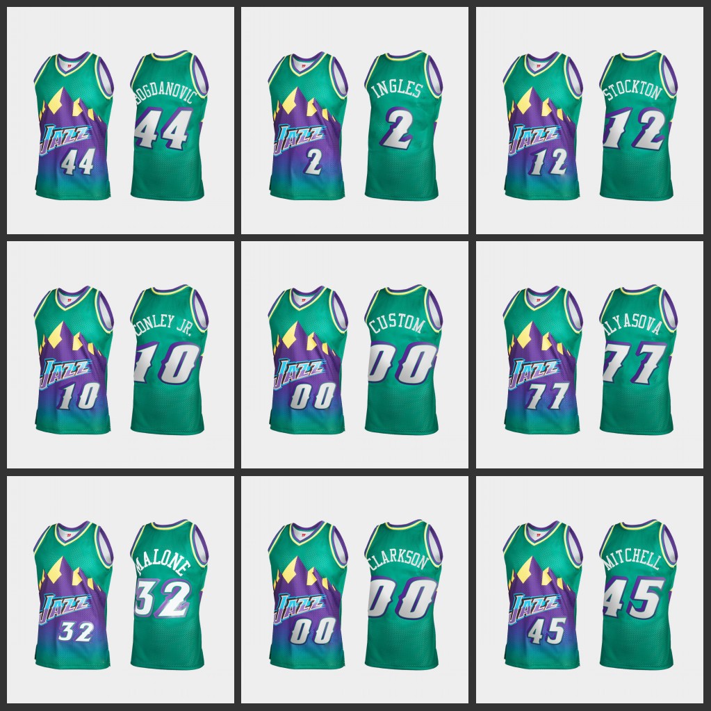 

Utah''Jazz''Men Donovan Mitchell Bojan Bogdanovic Karl Malone Rudy Gobert Udoka Azubuike Custom Reload 2.0 Throwback Green Jersey