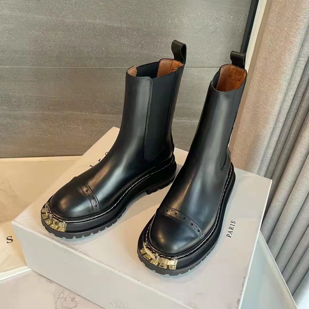 

Fashion Season Shoes Black Sandro Boots Genuine Leather Original Box Real Photos